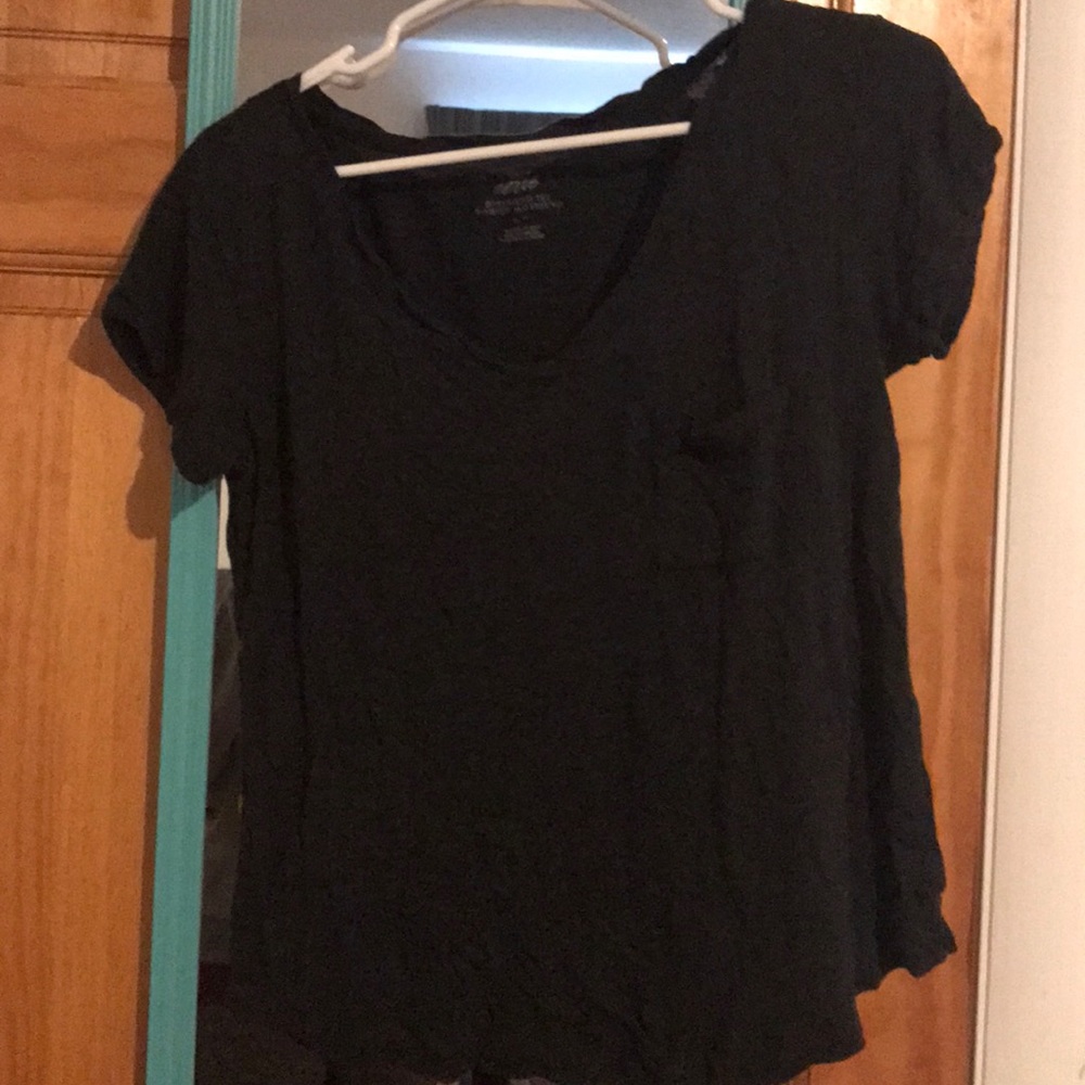Black shirt with pocket.